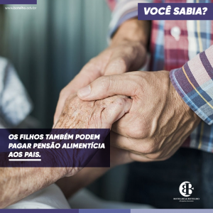 Isso mesmo. A pensão alimentícia é uma forma de custear despesas de moradia e embora o direito dos filhos a receberem seja regra, salvo em raríssimos casos, os pais também podem receber por parte dos filhos, ainda que seja necessária uma comprovação da possibilidade econômica dos mesmos. ⠀ ⁣⠀⠀⠀  A situação acontece em razão de quando houver a necessidade por parte de um familiar que não pode prover o próprio sustento. ⠀ o artigo 1.696 do Código Civil é expresso no sentido da reciprocidade de alimentos entre pais e filhos. “O direito à prestação de alimentos é recíproco entre pais e filhos, e extensivo a todos os ascendentes, recaindo a obrigação nos mais próximos em grau, uns em falta de outros.”